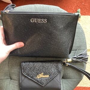 GUESS Black Embossed Women's Bag and wallet